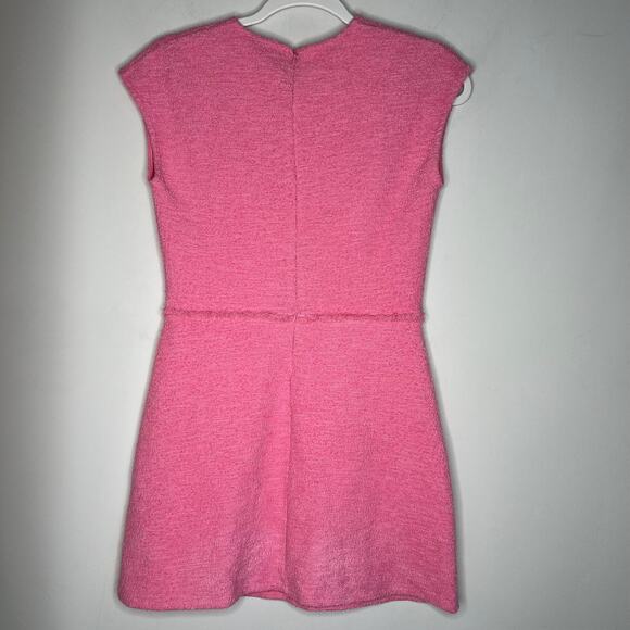 Zara Pink Jacquard Textured Terry Mini Dress Size Small - Picture 3 of 8